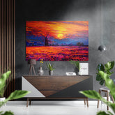 Sunset at the Windmill Brushed Aluminium Dibond Wall Art.